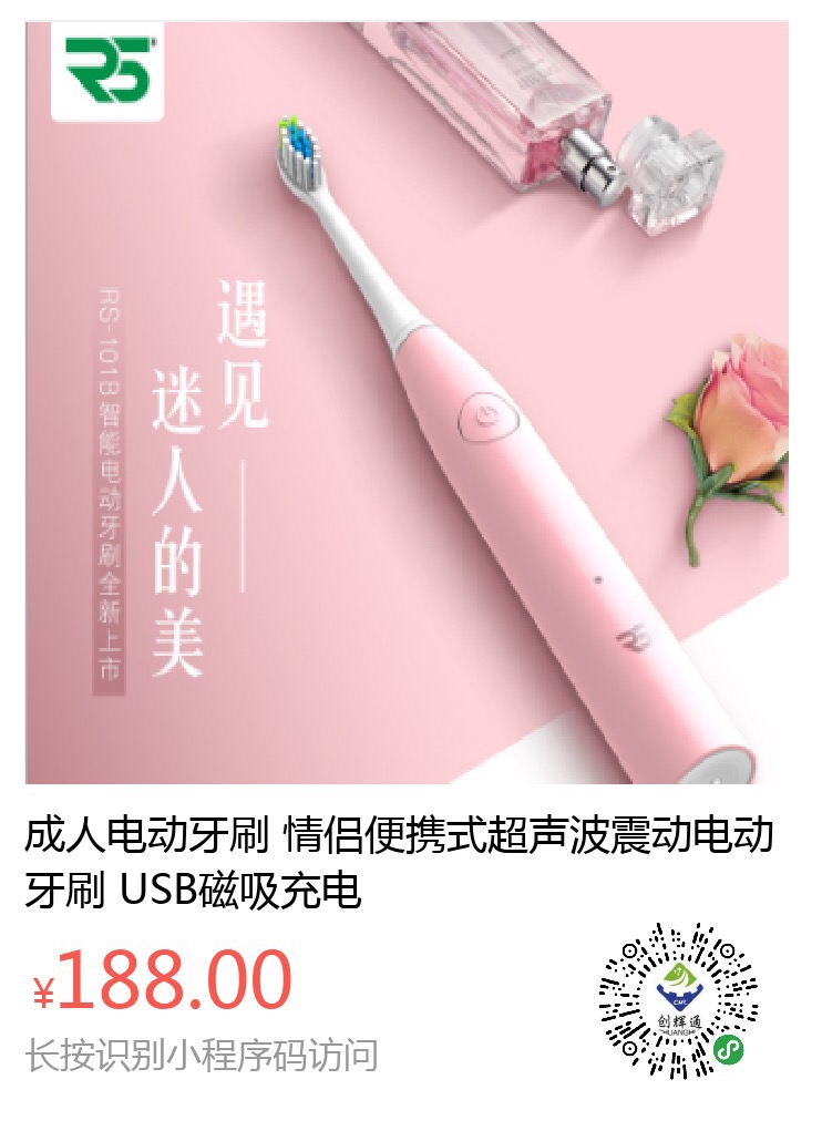 成人电动牙刷 情侣便携式超声波震动电动牙刷 USB磁吸充电(图1)
